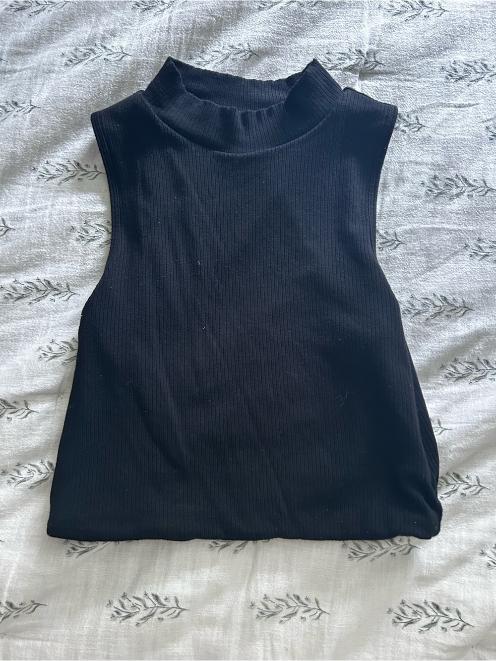 Klassy Network Black Ribbed Sleeveless Mock Neck Tank